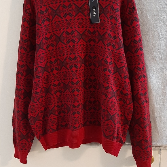 CHAPS RED MEN'S SWEATER.100% COTTON. EXCLUSIVE OF DECORATION. SZ:"XL.NEW WITH TA - Picture 1 of 9